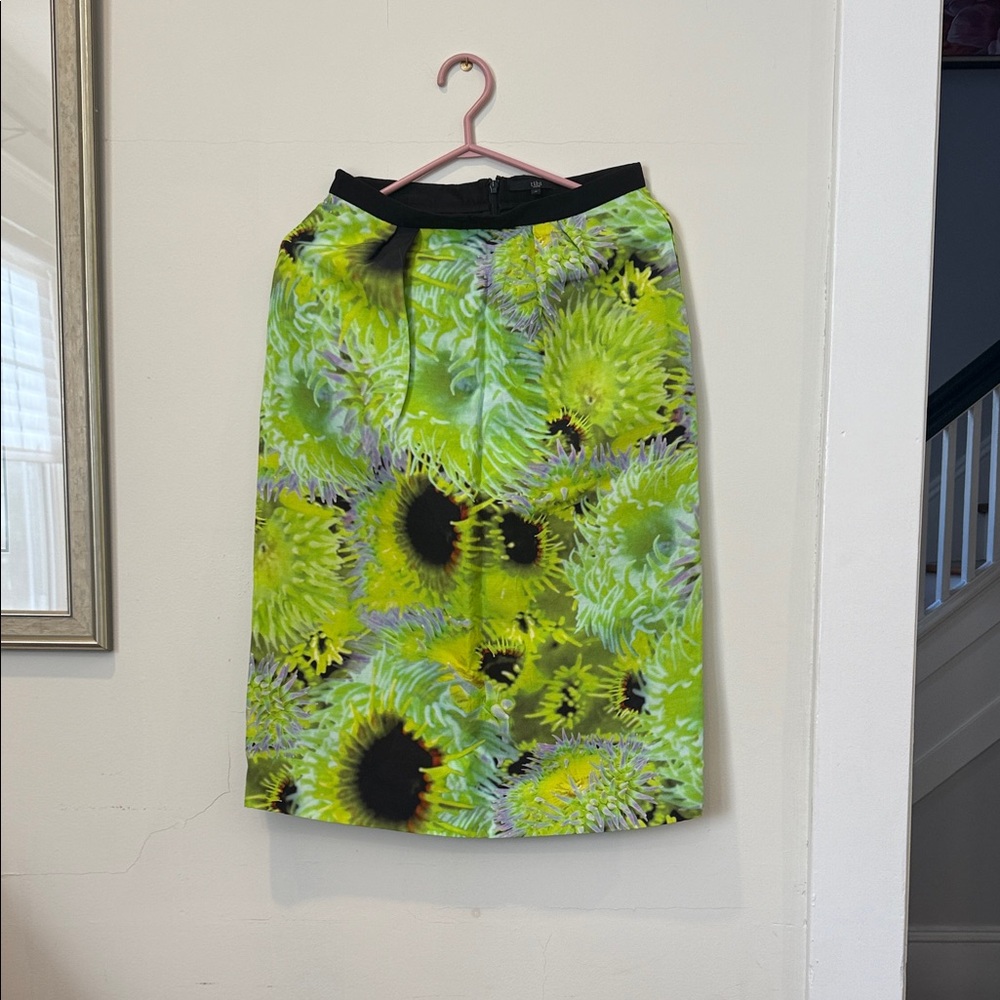 Tibi Vibrant Green Floral Pencil Skirt